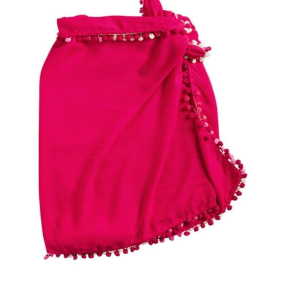 Mud Pie pink pom pom sarong beach cover up